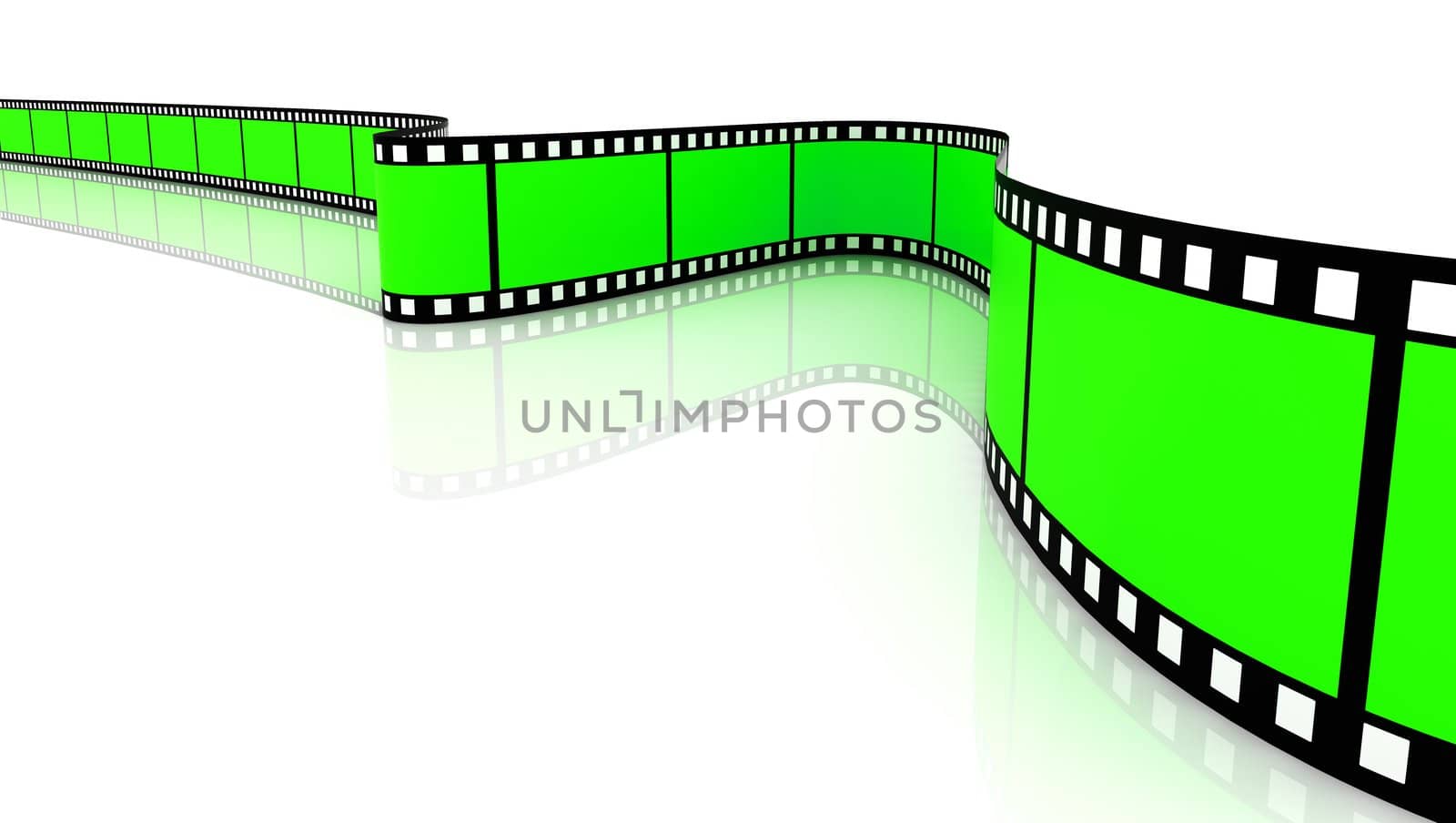 3d blank film on white backgroung. Green