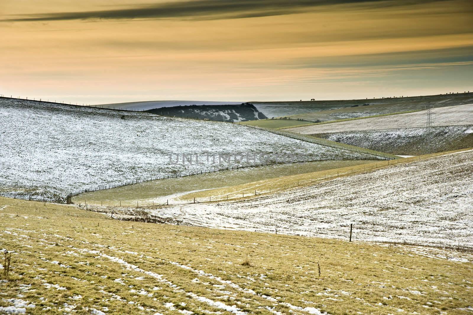 Beautiful Winter landscape over countryside
