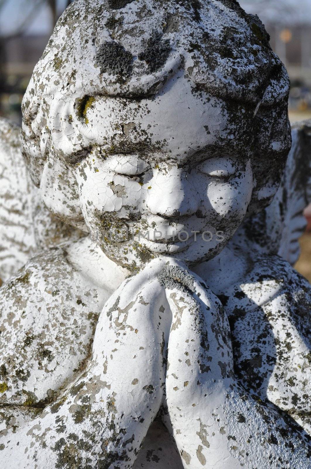 Gravesite - Angel - praying - closeup by RefocusPhoto