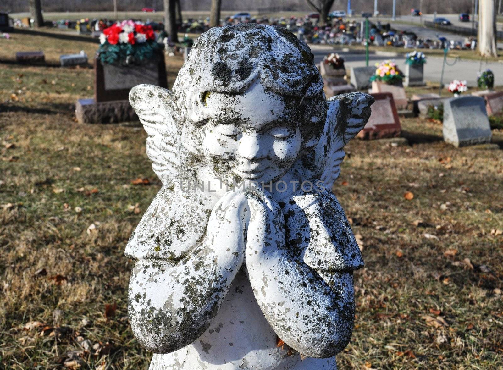 Gravesite - Angel - praying   by RefocusPhoto