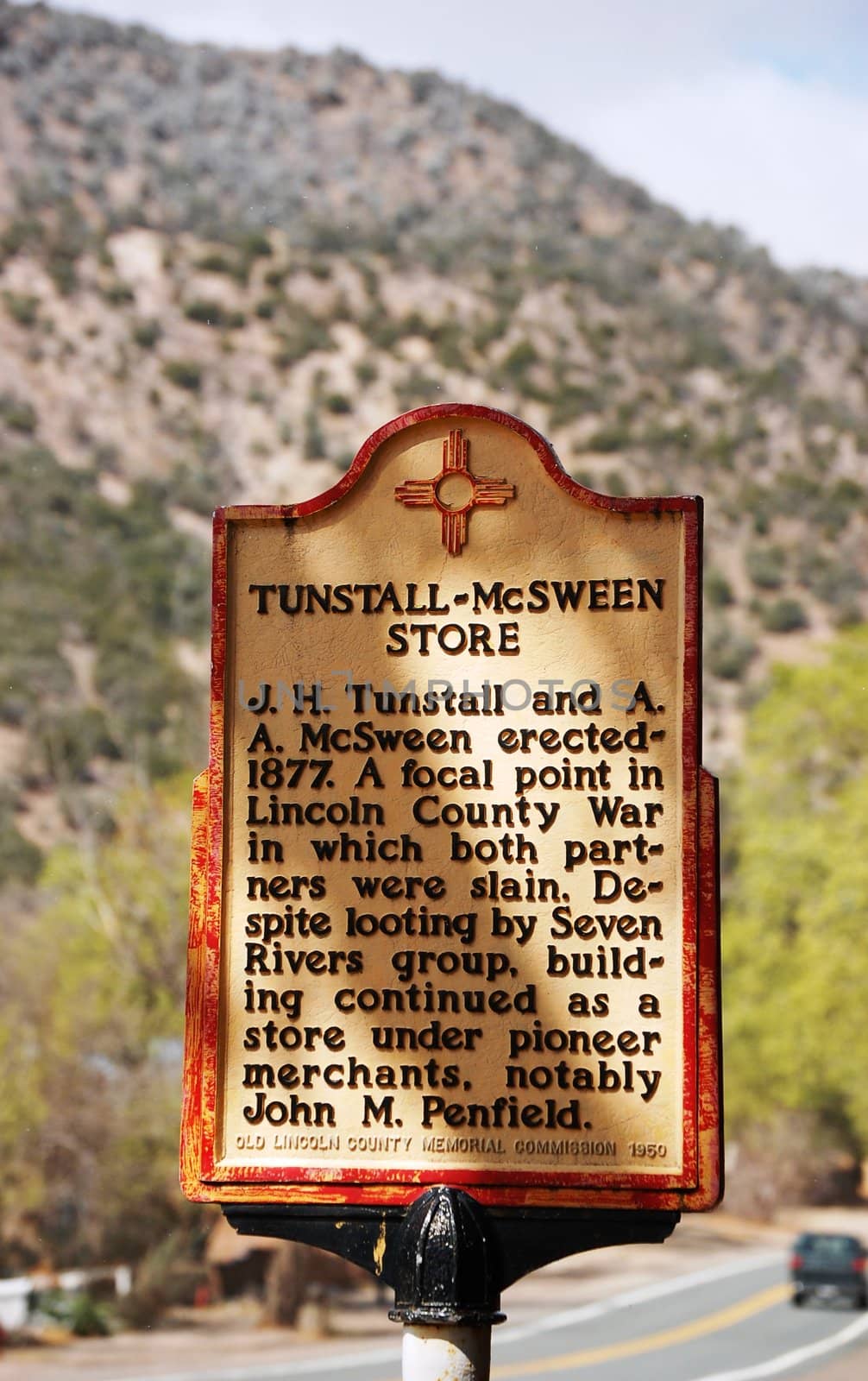 Lincoln New Mexico Historic Marker - Tunstall Store Sign