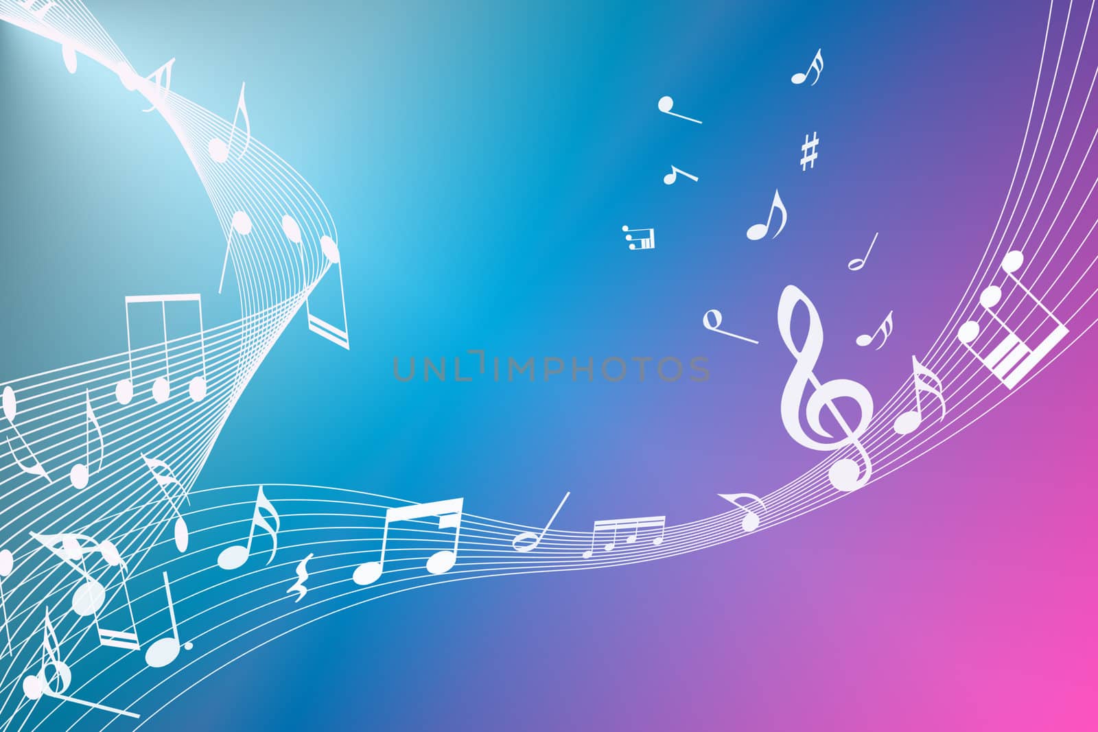 Colorful abstract background of music notes 