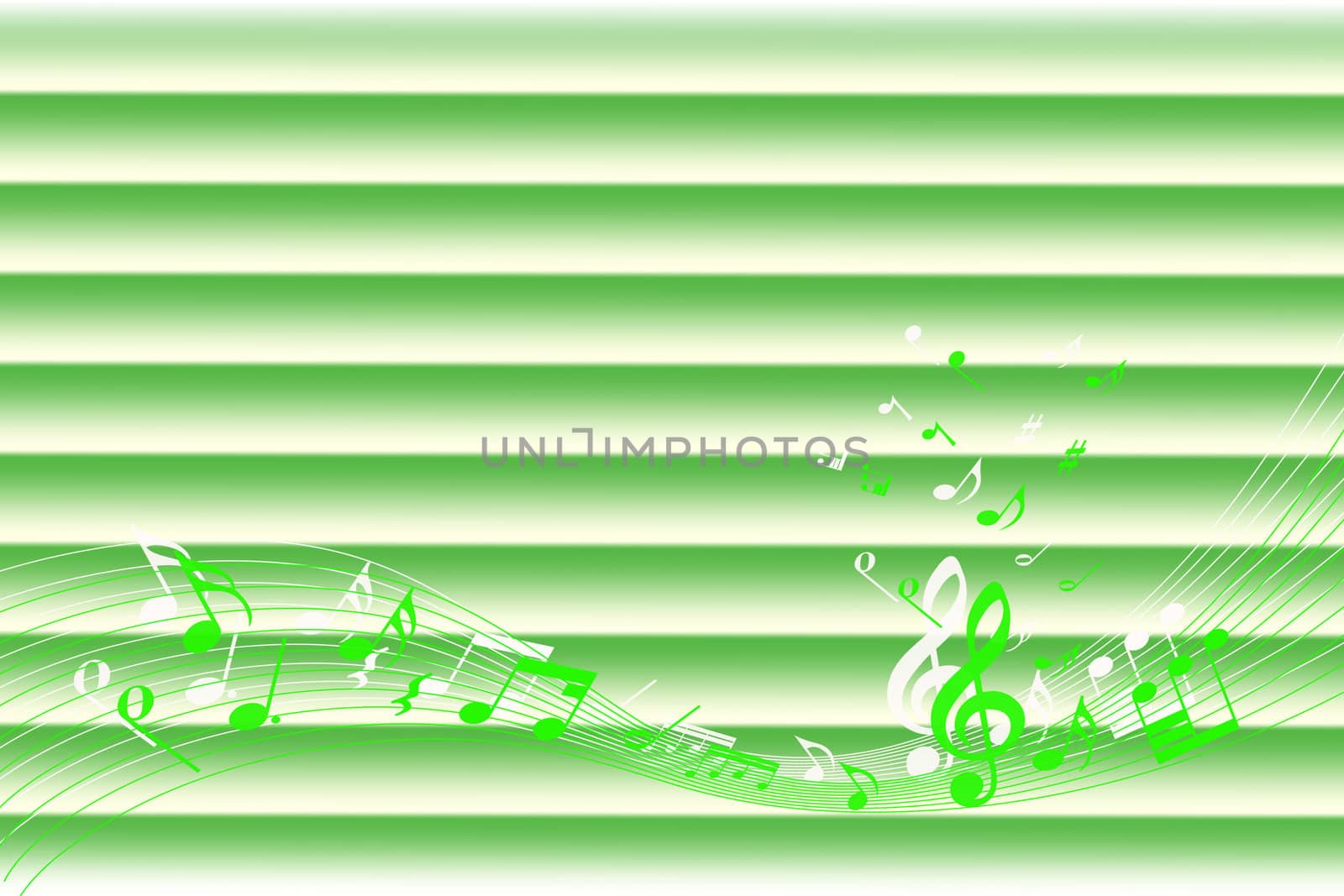 Abstract background of green music notes