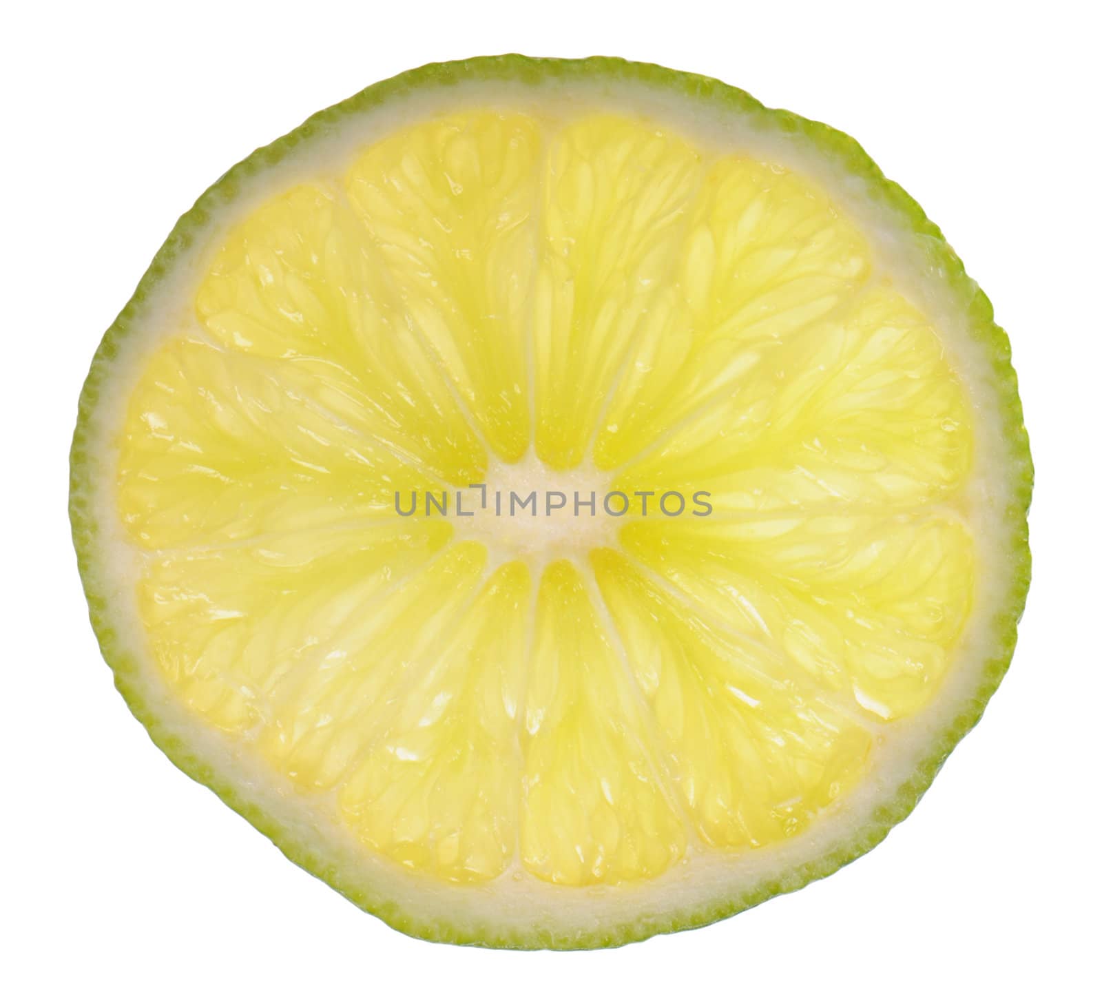 A slice of fresh lime isolated on white background