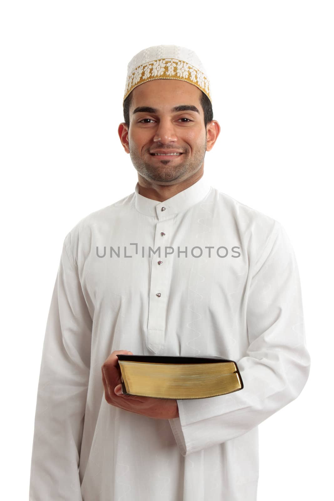 Man holding a book and smiling by lovleah