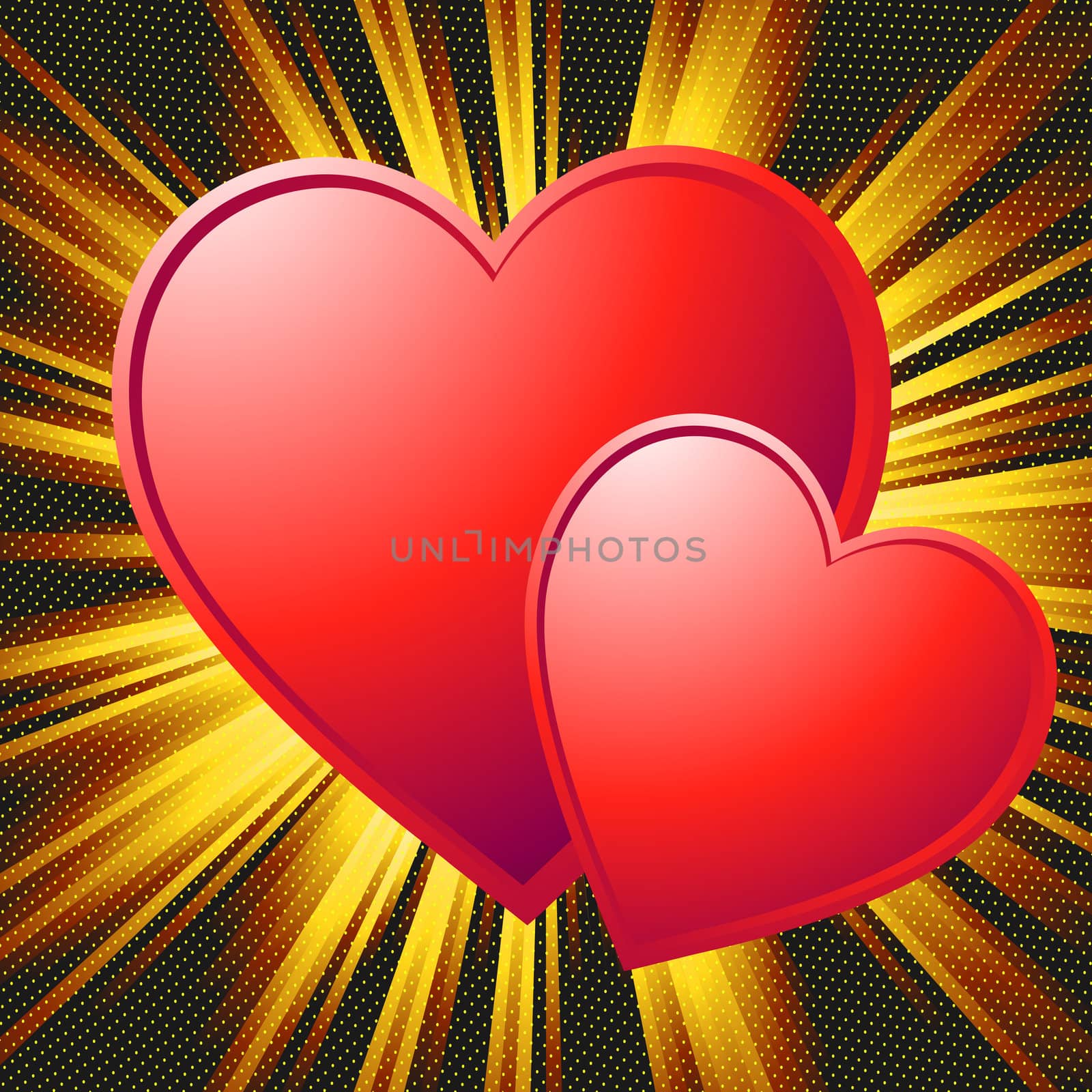 Valentine greeting card with two hearts