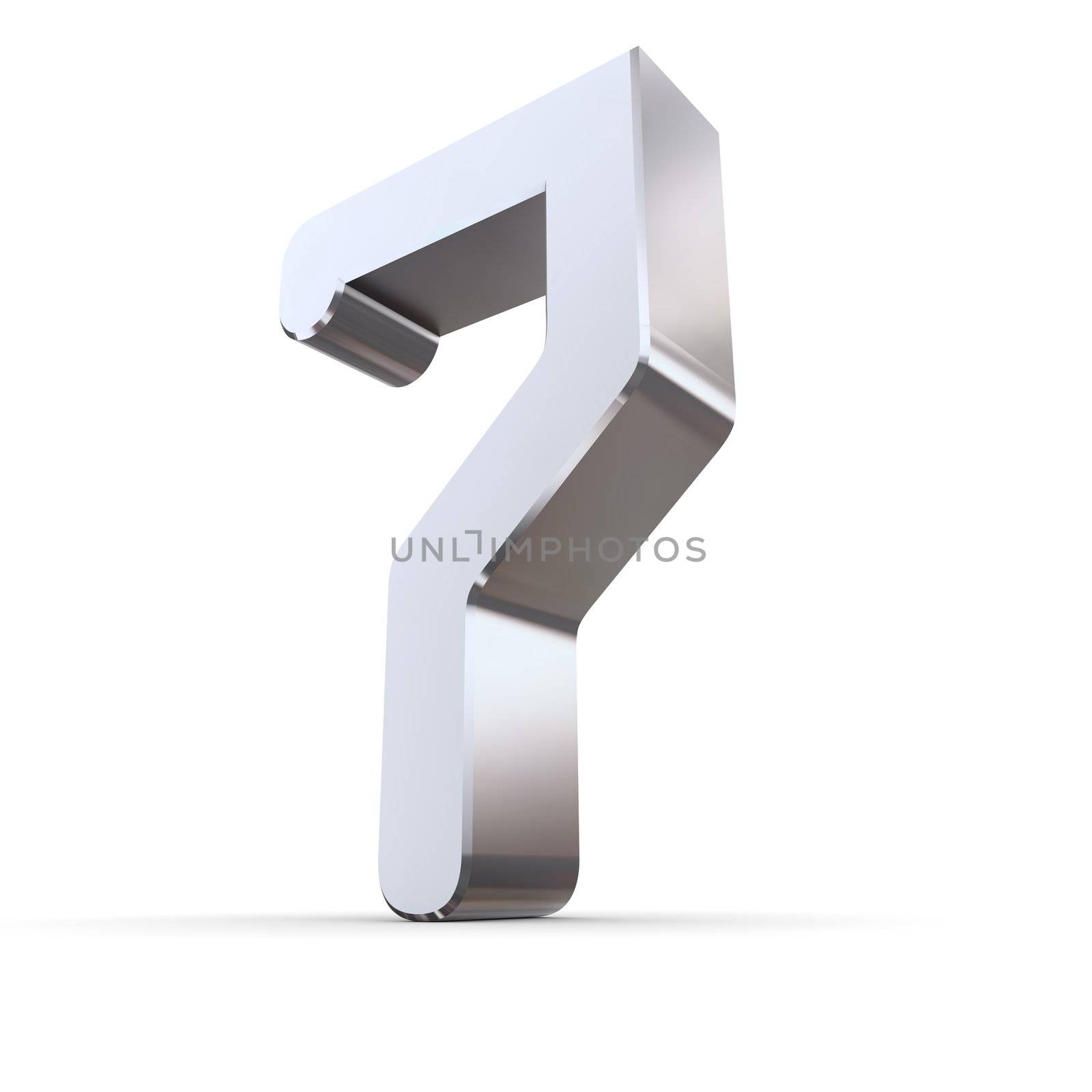 shiny 3d number 7 made of silver/chrome - OCR character look