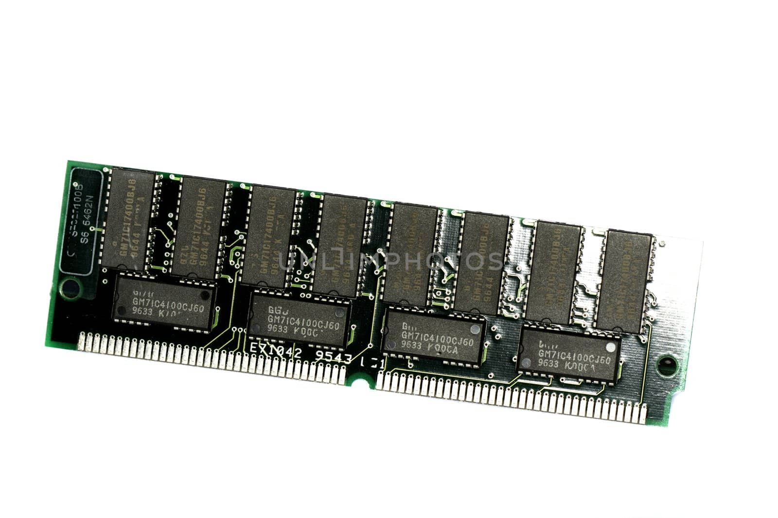 Close view detail of a computer memory chips.
