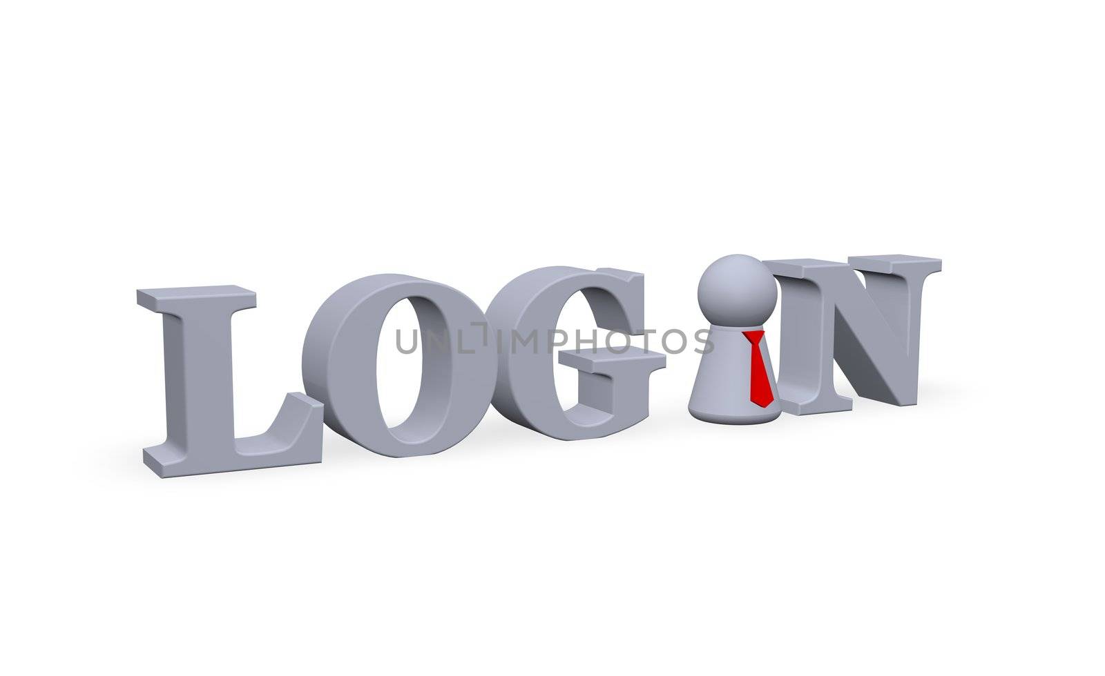 play figure with tie and the word login - 3d illustration