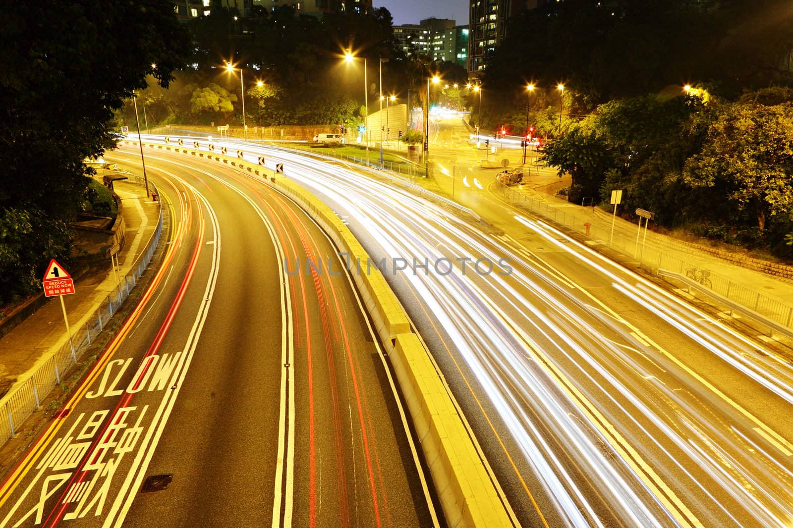 light trails in mega city