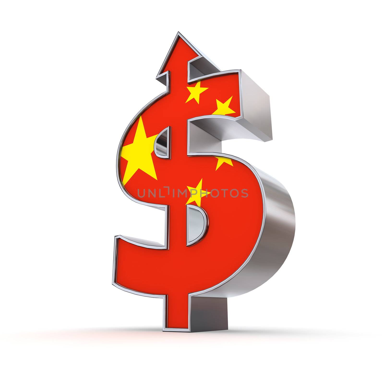 Dollar Symbol Arrow Up - Chinese Flag Texture by PixBox