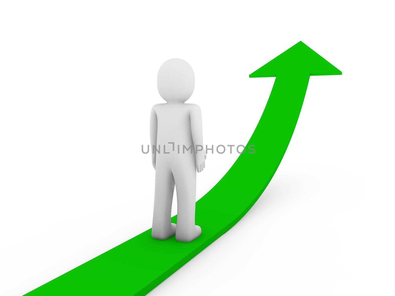 3d human green arrow growth success business isolated