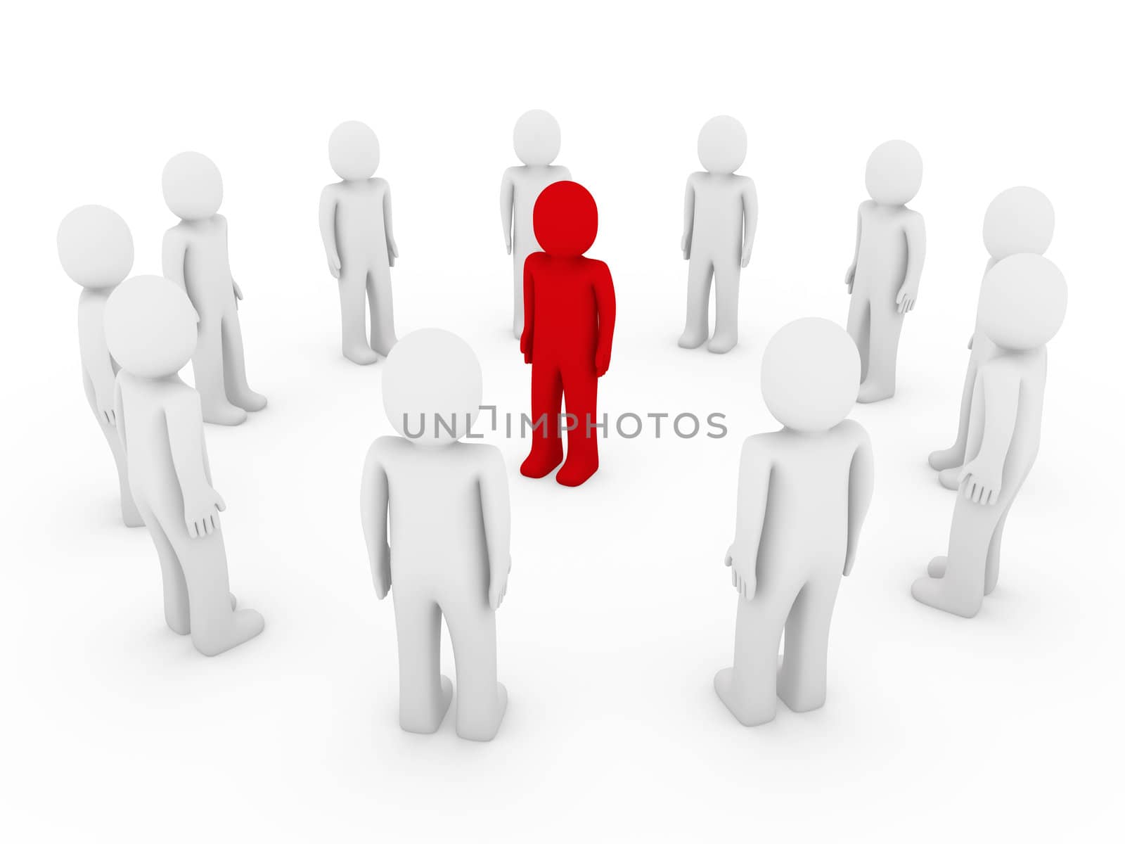 3d human circle red white business group teamwork