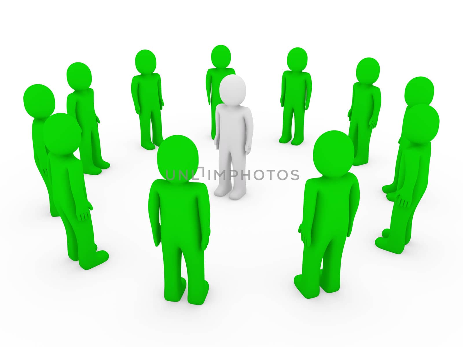 3d human circle green white business group team