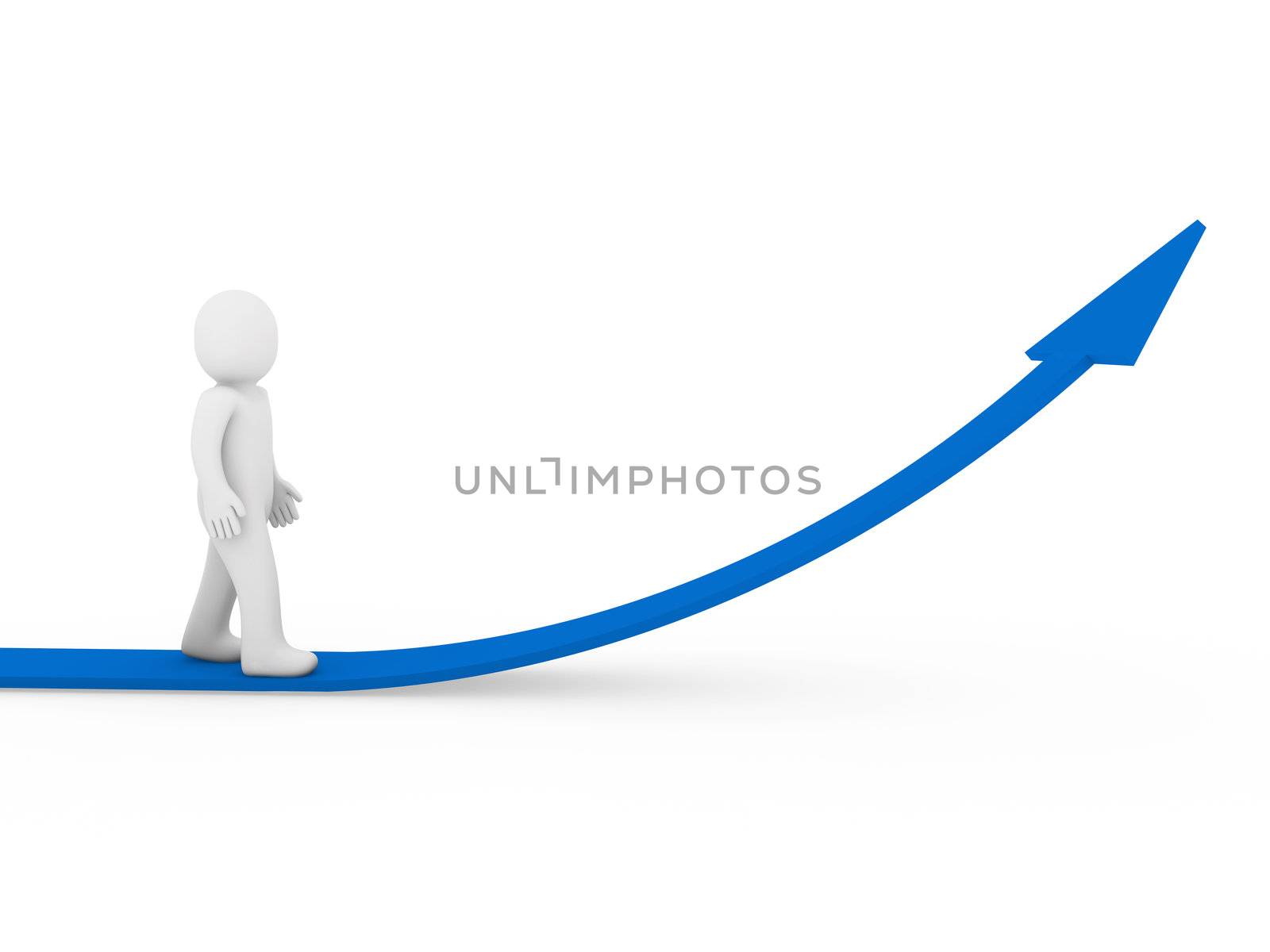 3d human arrow success growth blue white business