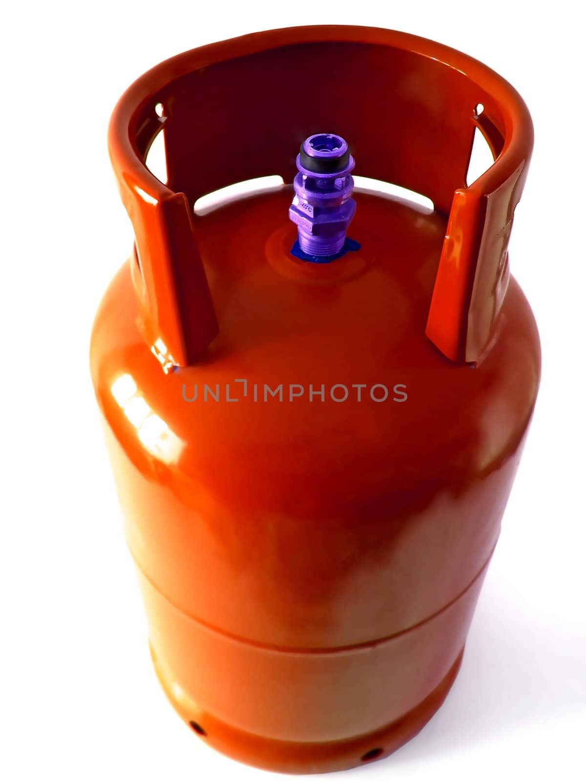 orange gas bottle isolated on a white background.