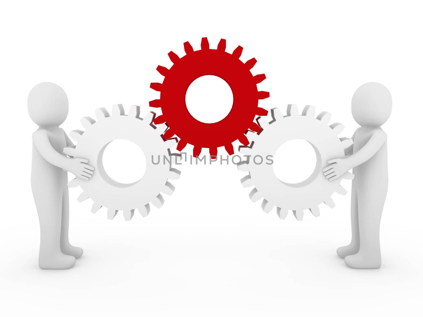 3d human gear red white business isolated background