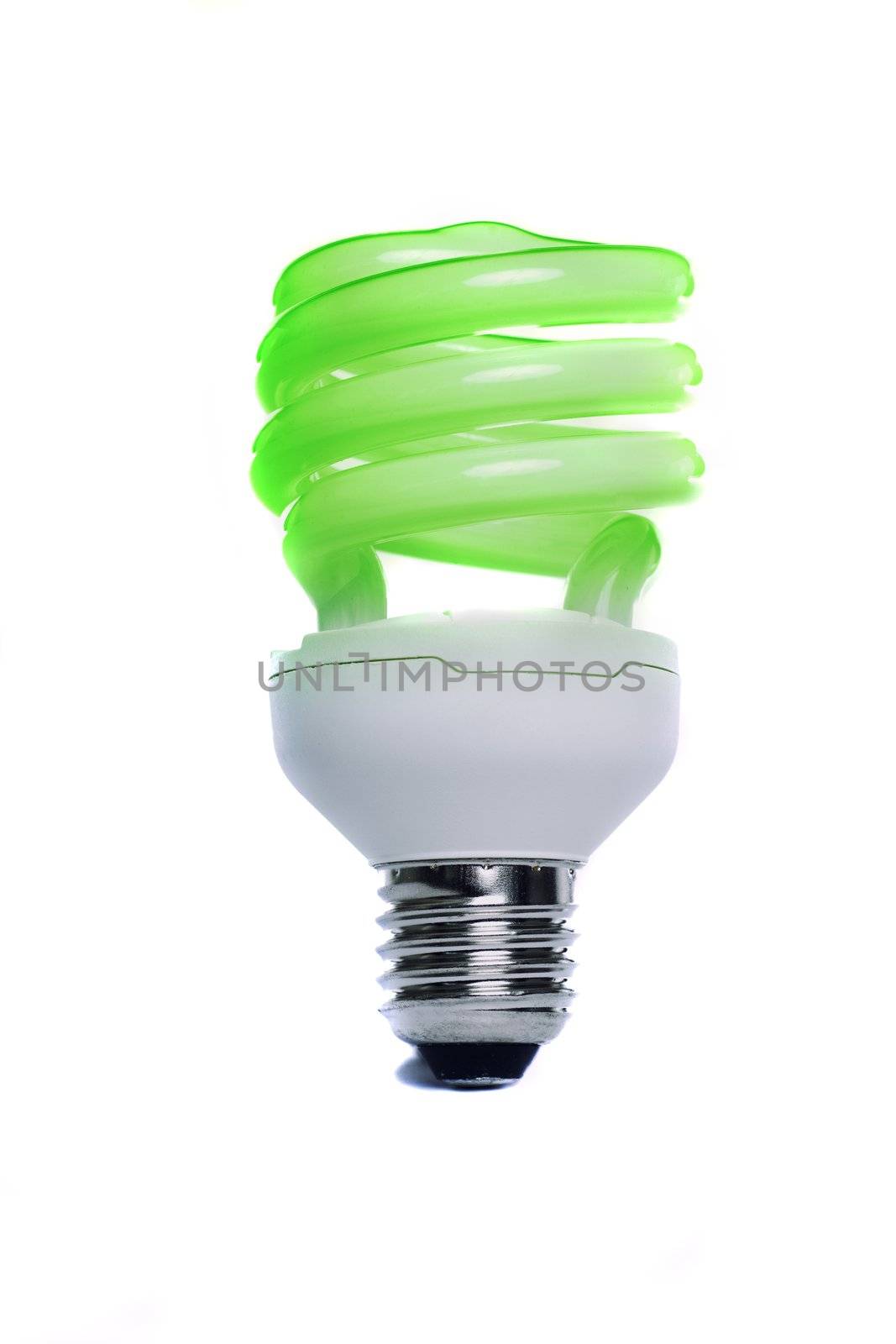 View of a energy efficiency light bulb isolated on a white background. 
