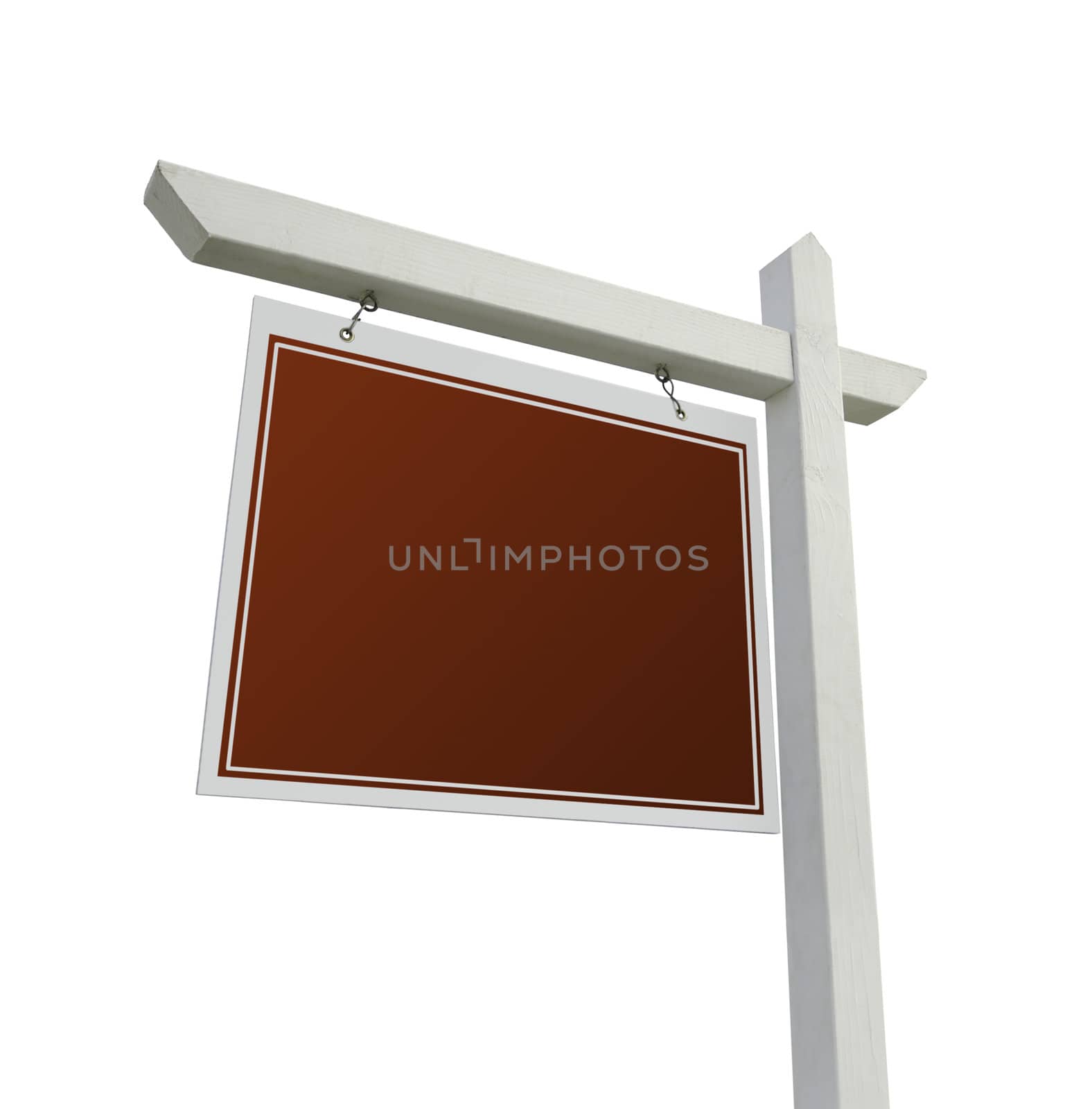 Blank Red Real Estate Sign Isolated on a White Background.