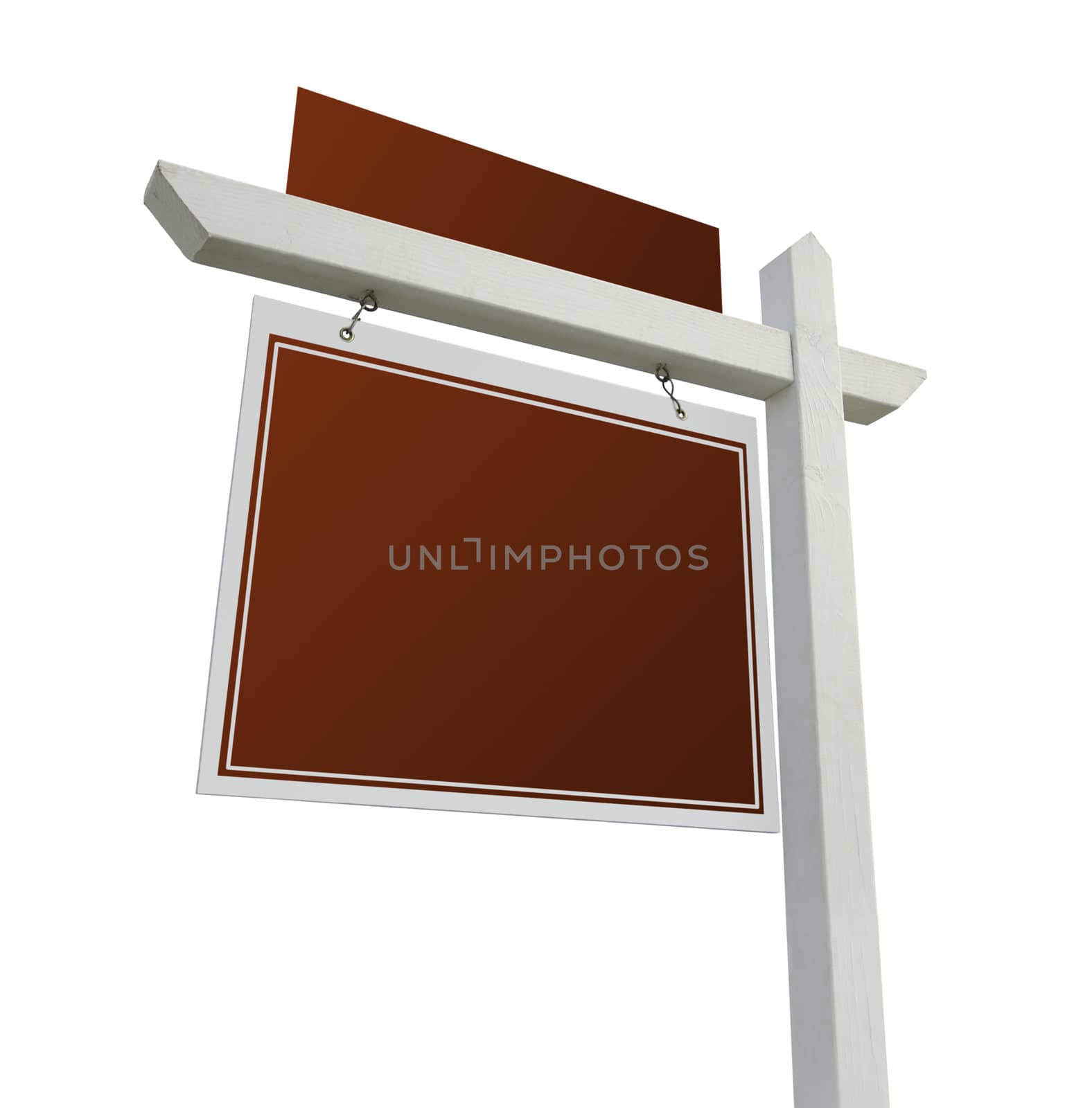 Blank Red Real Estate Sign Isolated on a White Background.