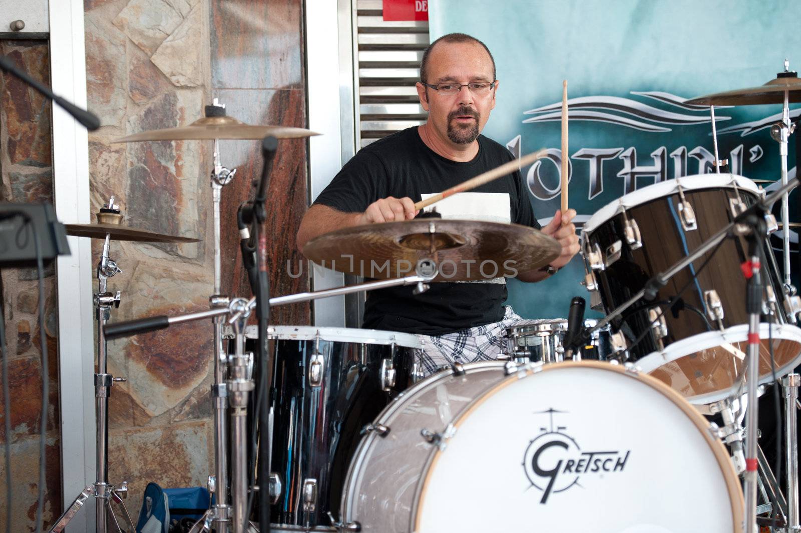 CANARY ISLANDS - OCTOBER 1: Drummer Oliver Gil playing in the band Nothin 2lose October 1, 2011 in Las Palmas, Canary Islands, Spain
