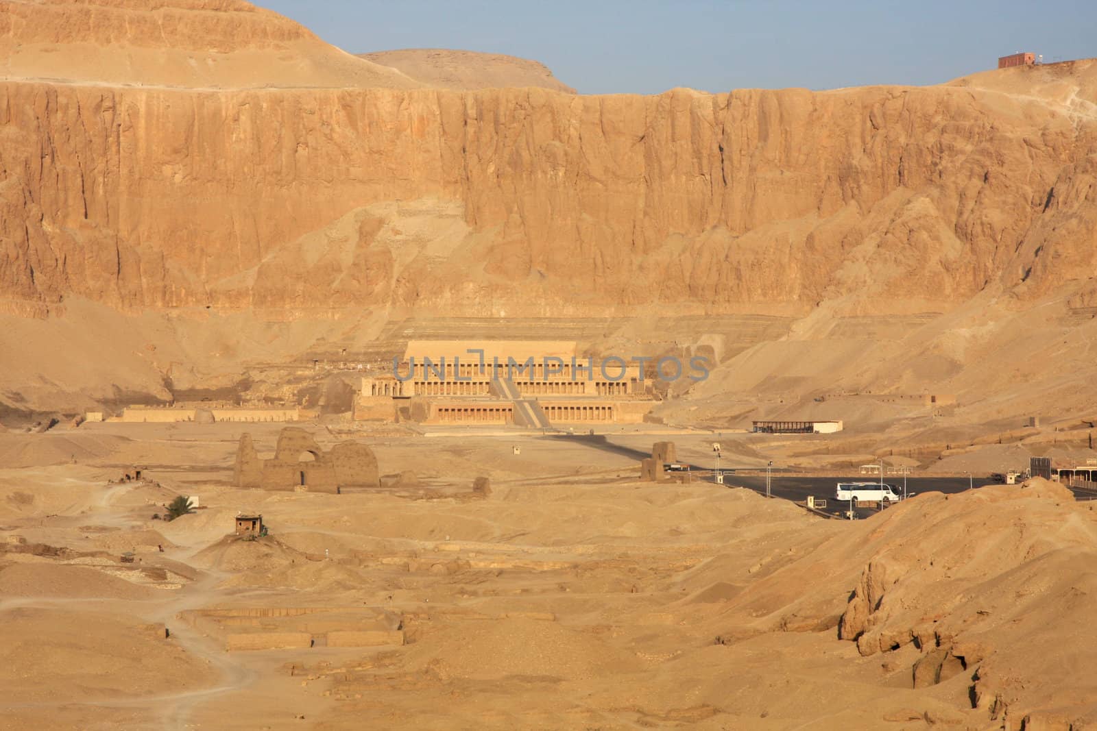 Temple of Queen Hatshepsut Luxor aerial shot