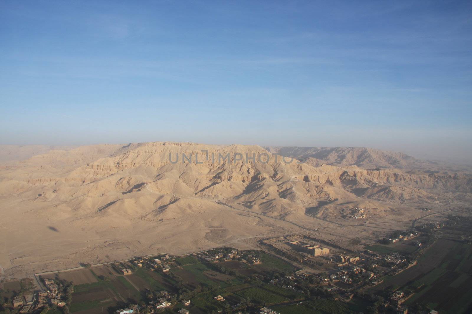 Aerial  shot Valley of the Kings and Queens Luxor Egypt