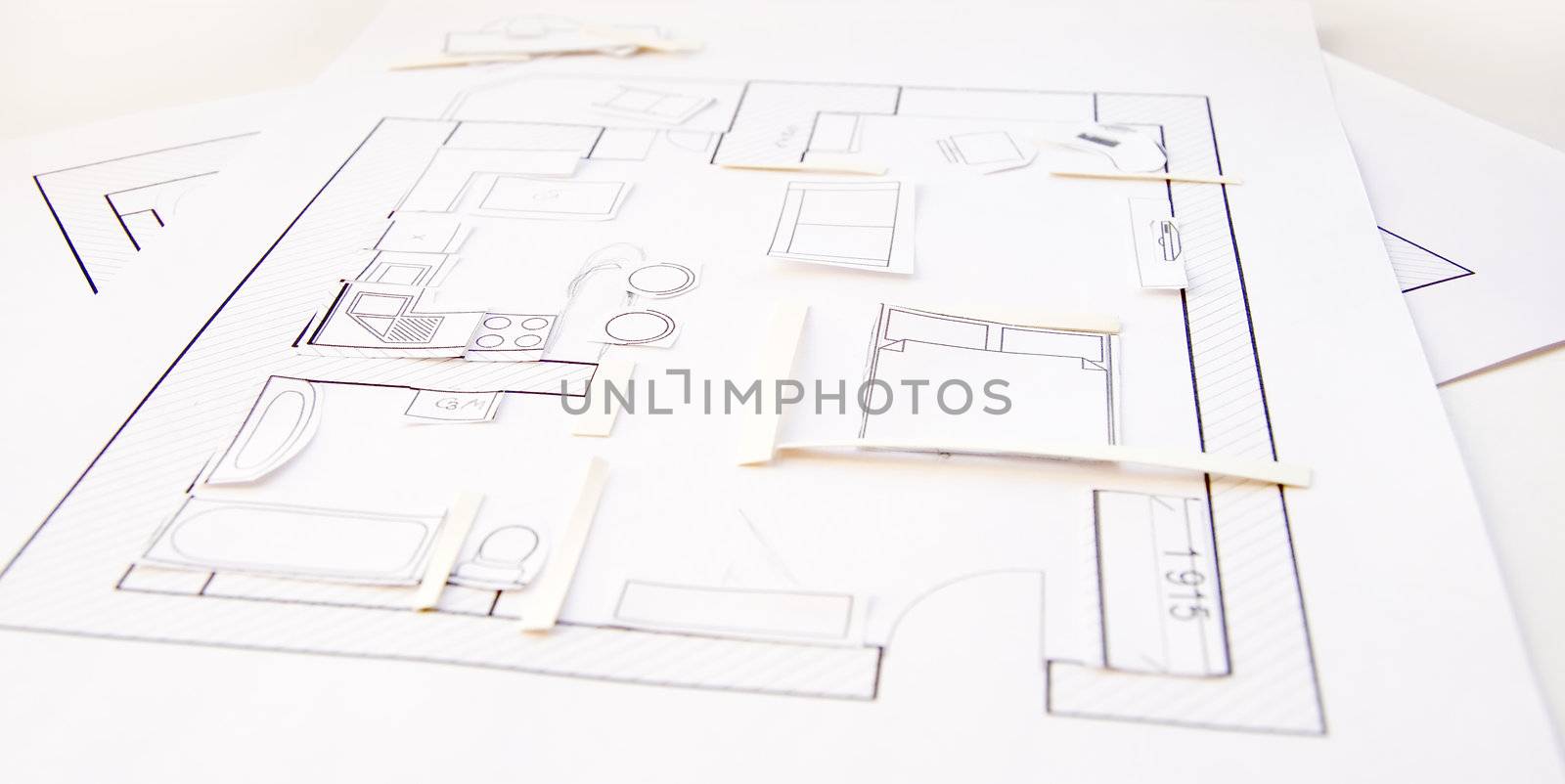 Interior design apartments - top view. Paper model by Kudryashka