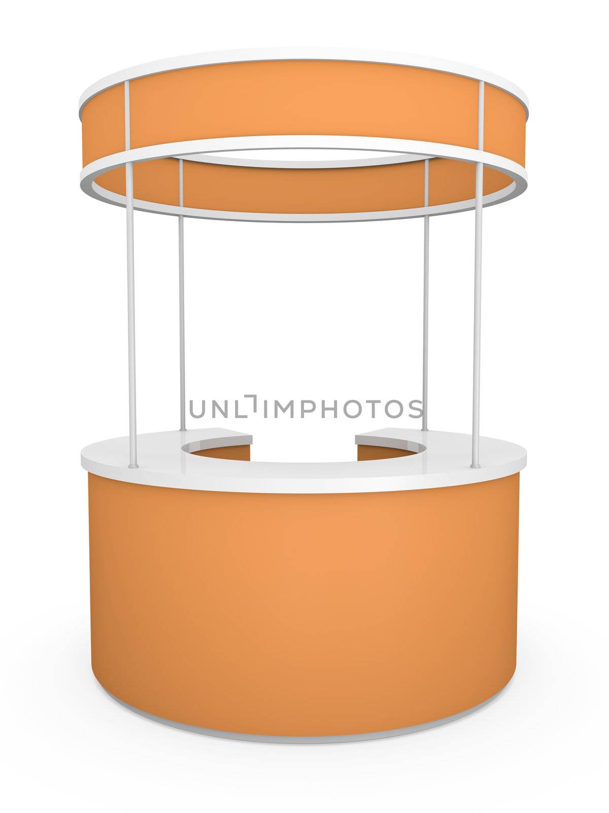 Circular trade stand. 3D rendered illustration.