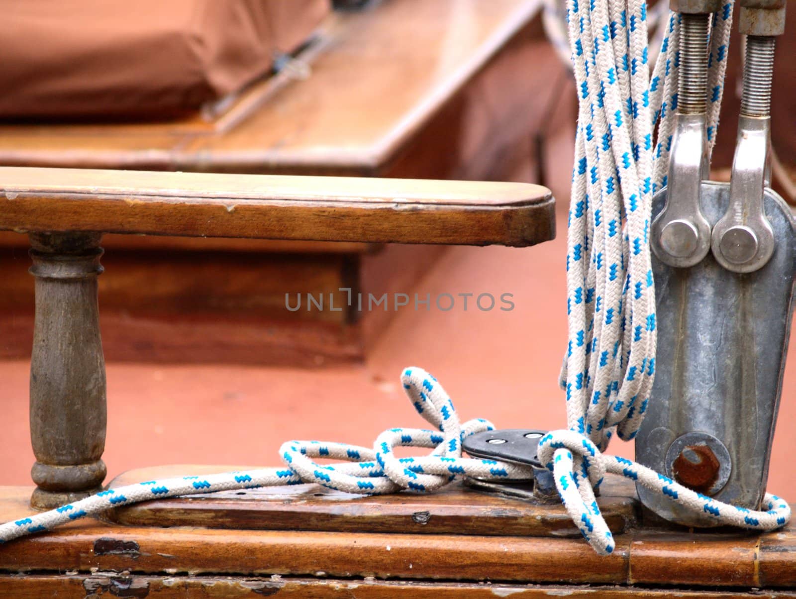 Old wooden boat, ropes by Arvebettum