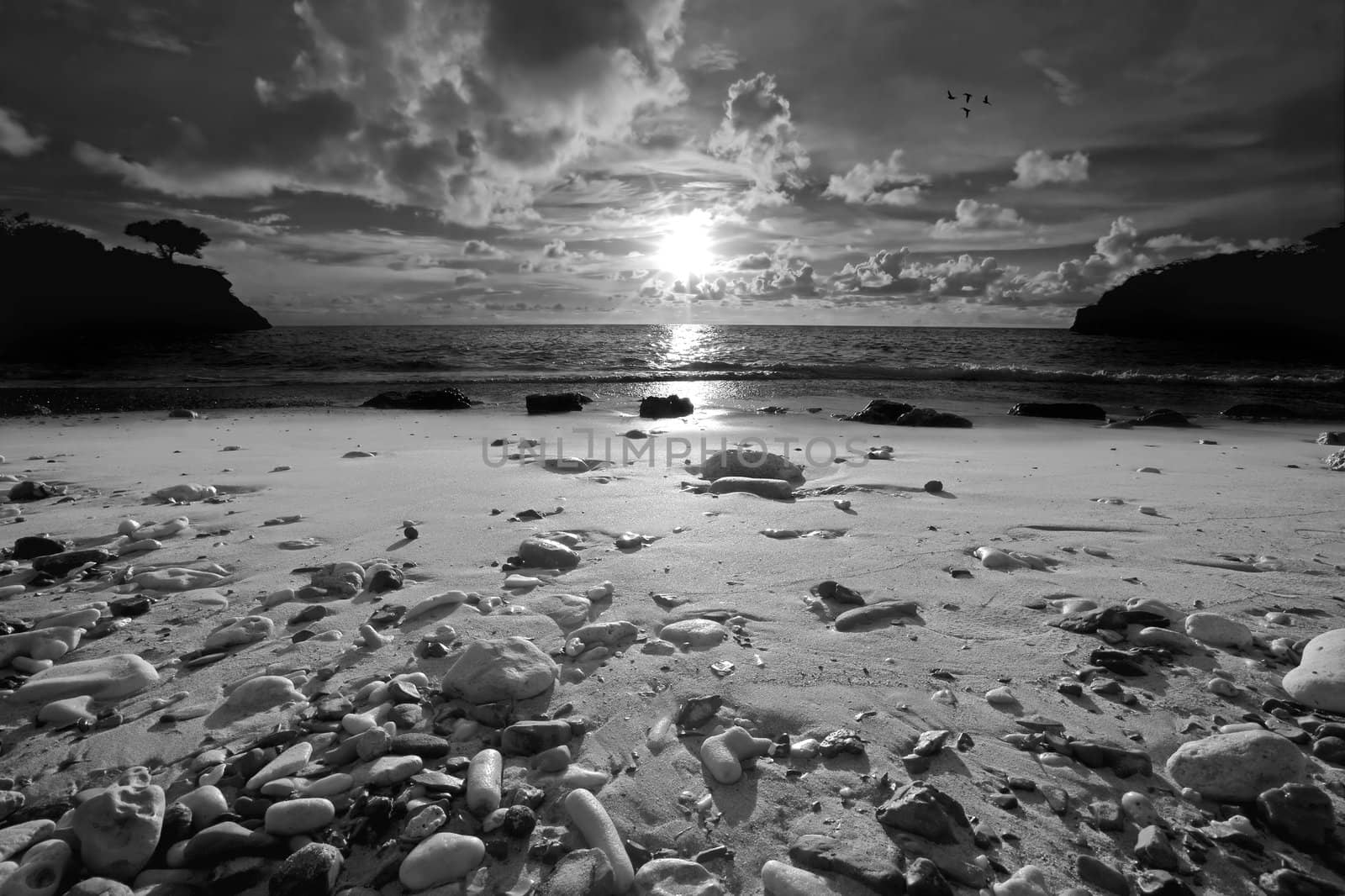 Sunset at Jeremi beach on Curacao, Caribbean