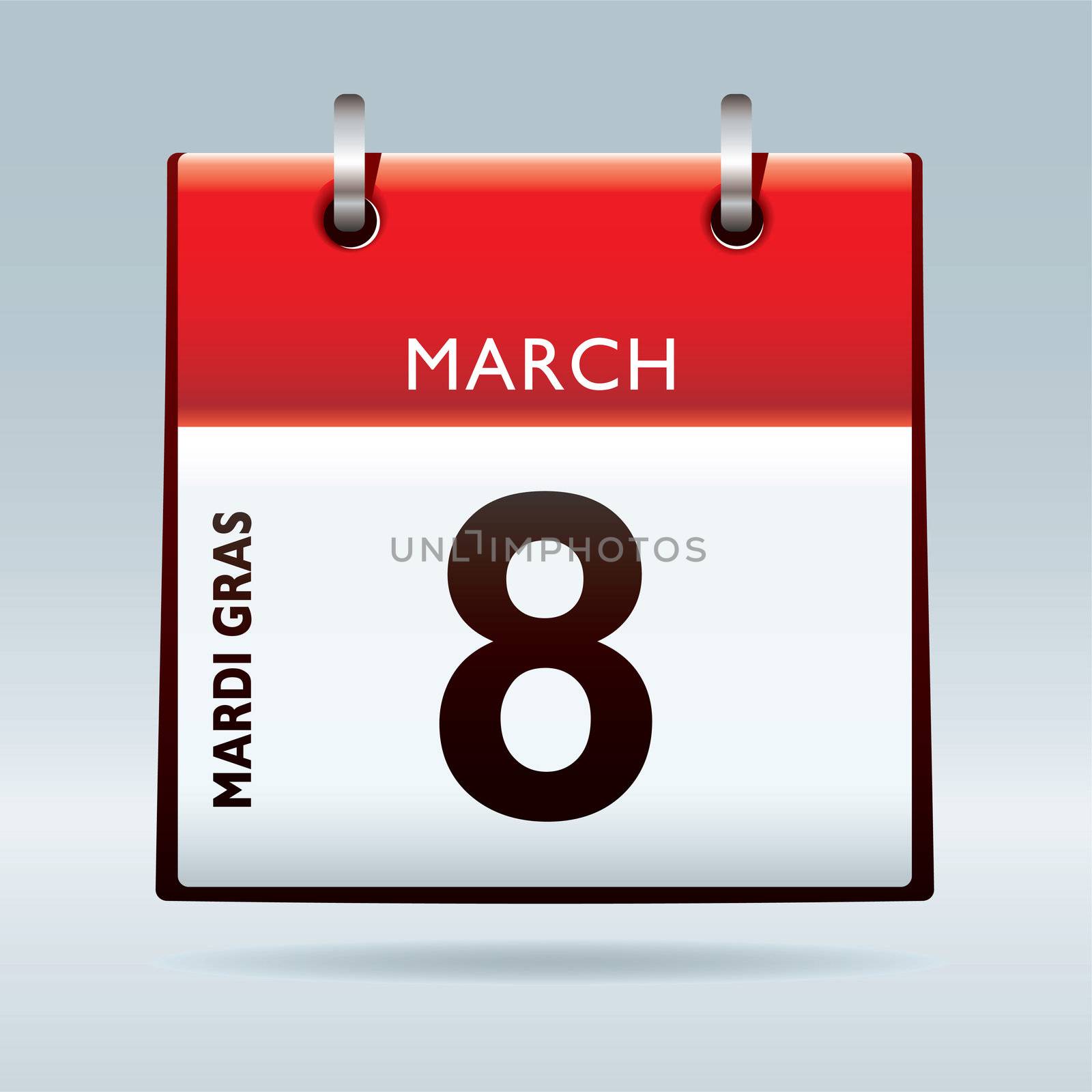 Mardi Gras Calendar icon for 2011 with red top