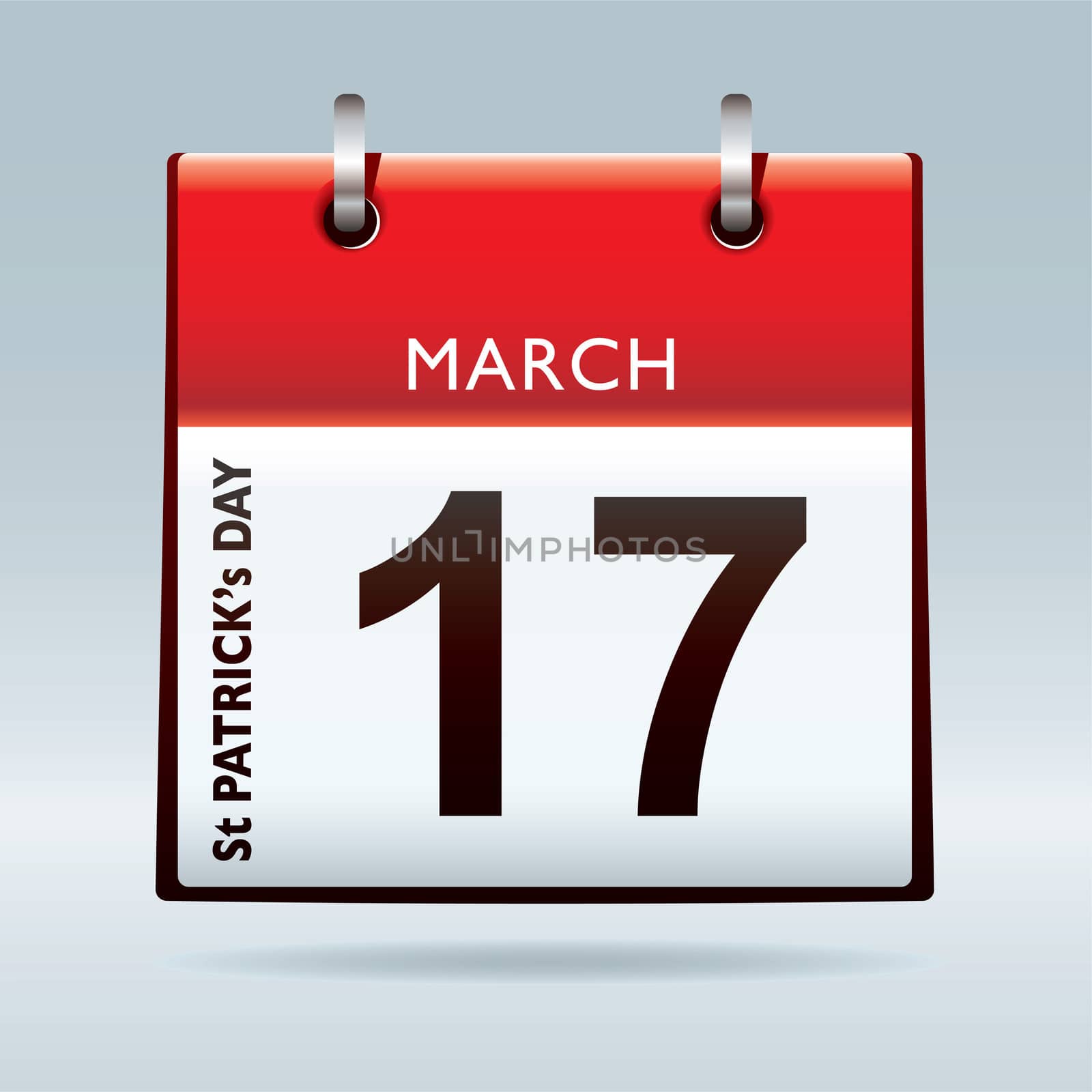 St Patrick�s Day Calendar icon with red top and drop shadow