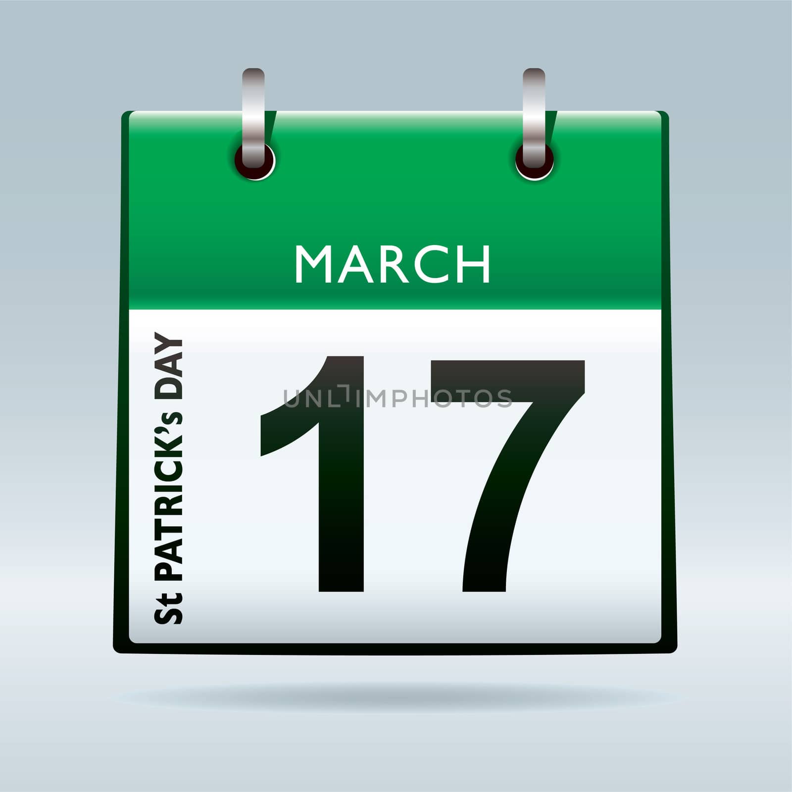 St Patricks Day Calendar green icon for irish holiday