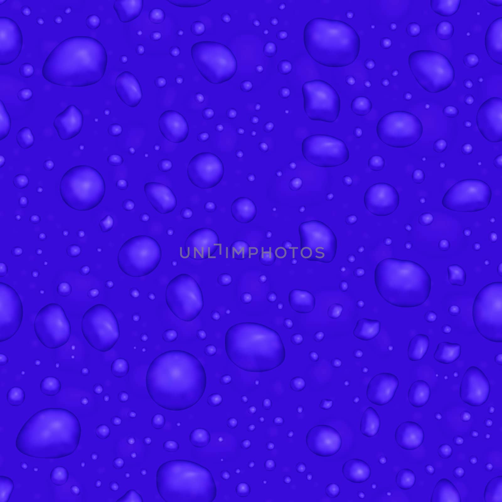 Seamless texture - transparent water droplets on a blue background