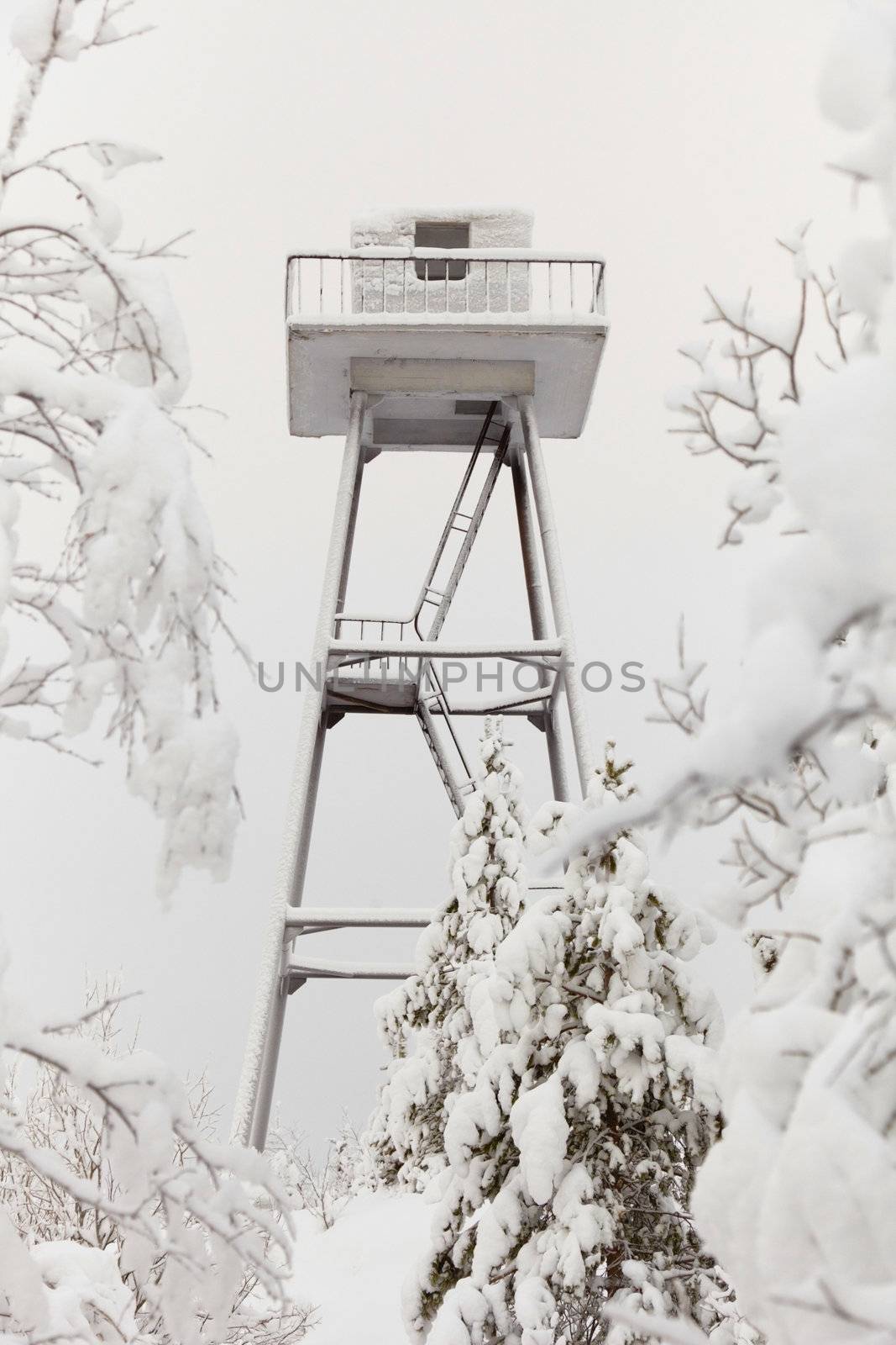Winter landscape - the old prison watchtower