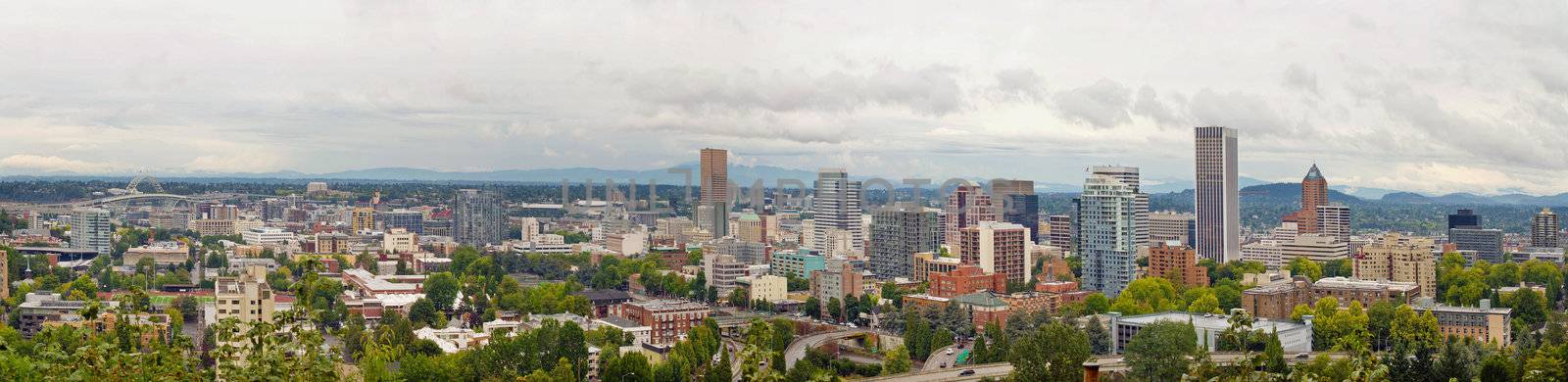 Portland Oregon Downtown View from the West Hills Panorama