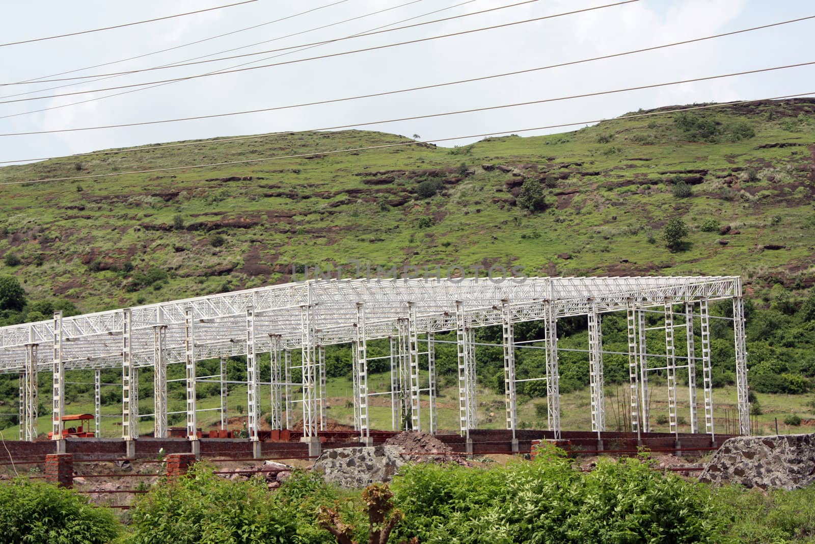 The framework foundation of a factory under construction.