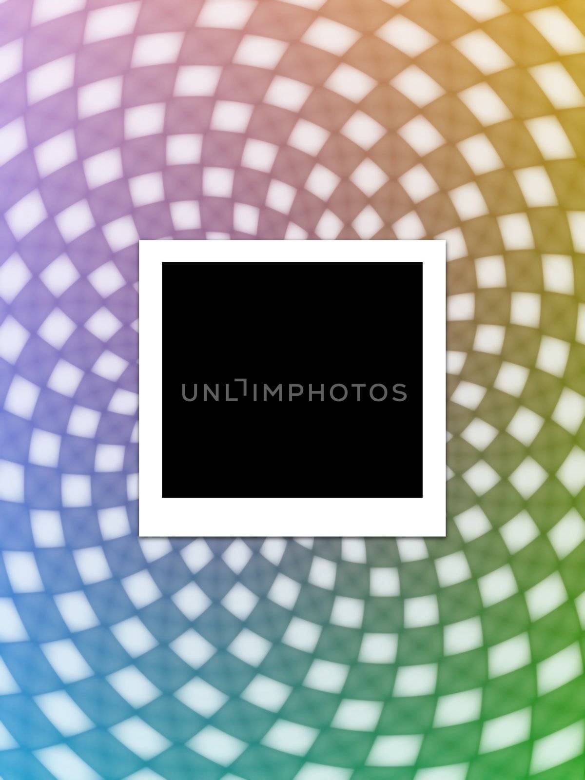 Instant photo on a chequered abstract background