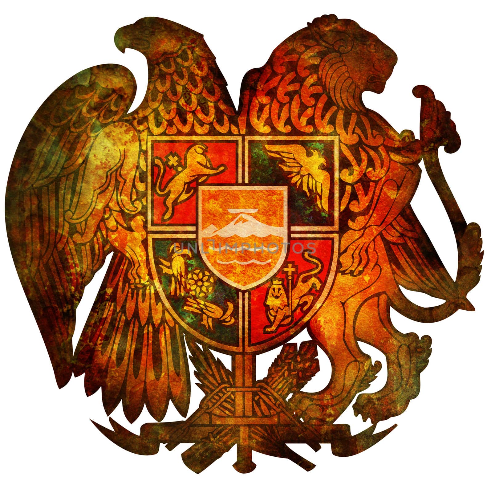 old isolated over white coat of arms of armenia