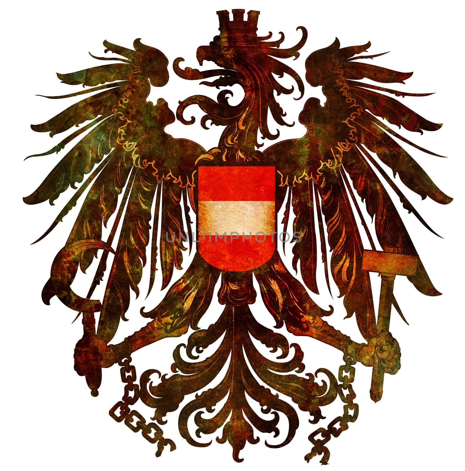 old isolated over white coat of arms of austria