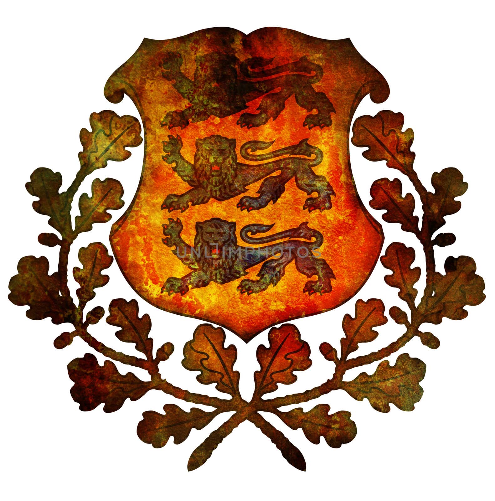 old isolated over white coat of arms of estonia