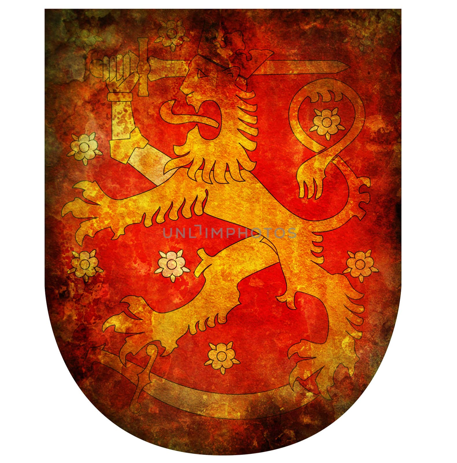 old isolated over white coat of arms of finland