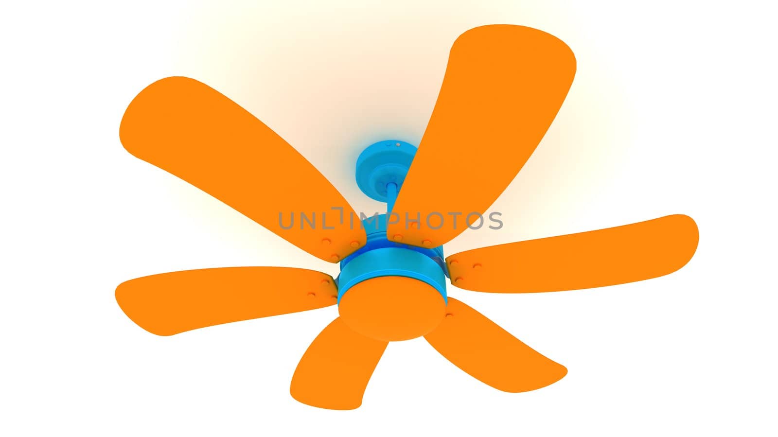 Big 3d orange fan over white background