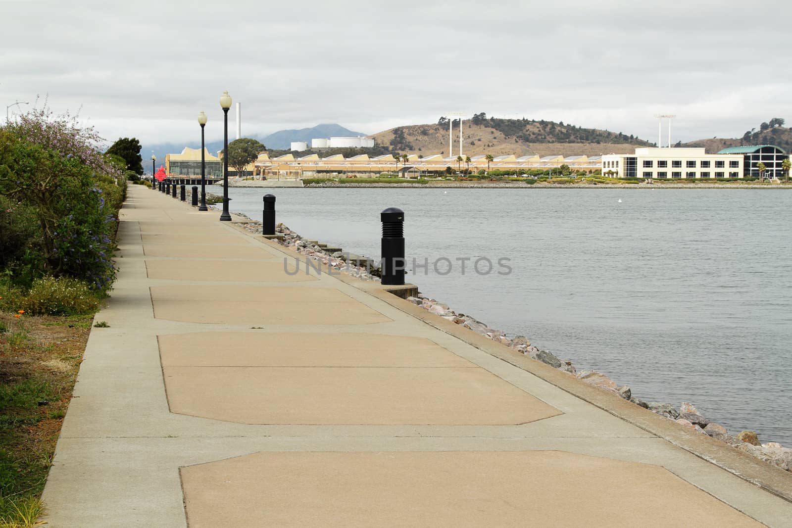 Trail on the harbor on a cloudy day
