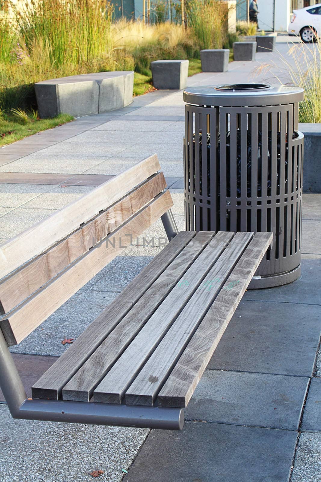 Bench on the town street