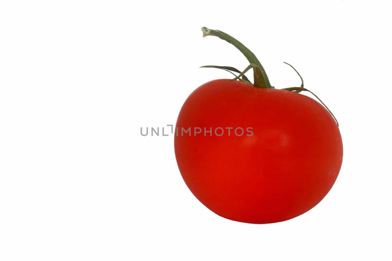 Ripe red tomato on white background by pulen