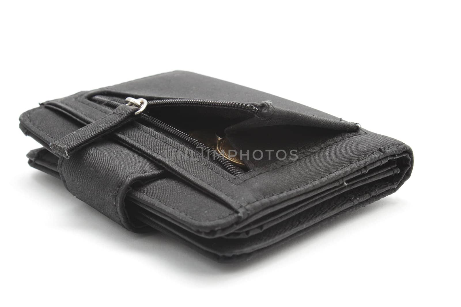 Black wallet with coins inside by pulen