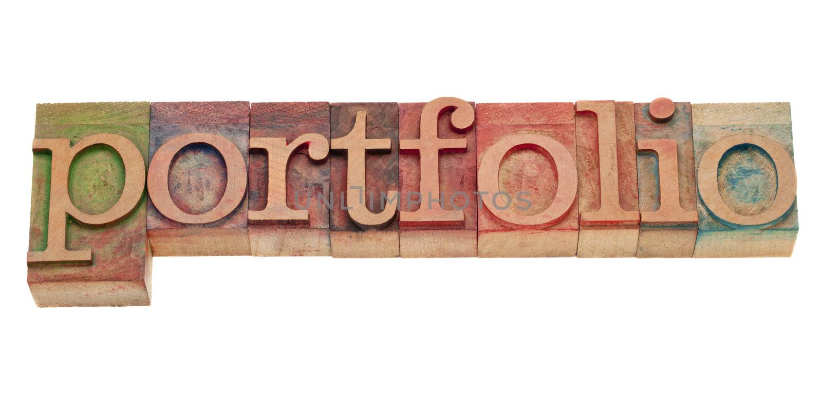 portfolio word in letterpress type by PixelsAway