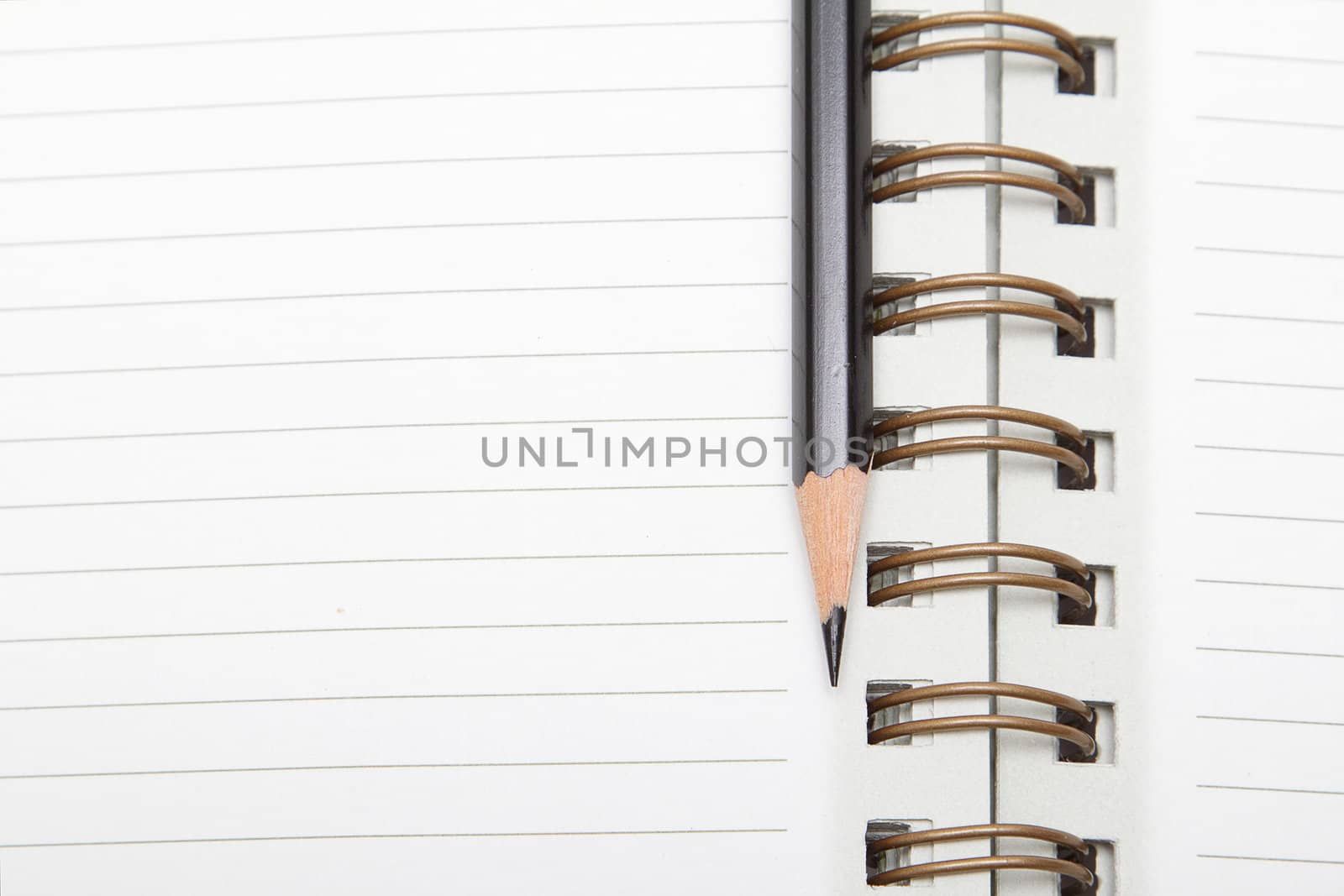 Lined spiral diary with a black pencil